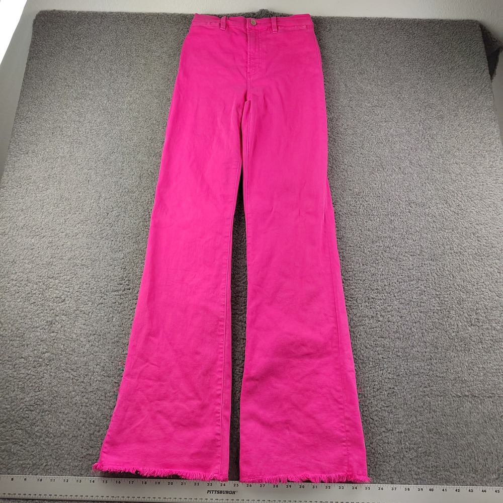 Alice + Olivia Jeans Sz 26x35 Flare Pink Wide Leg Stretch Boho Hippie Festival